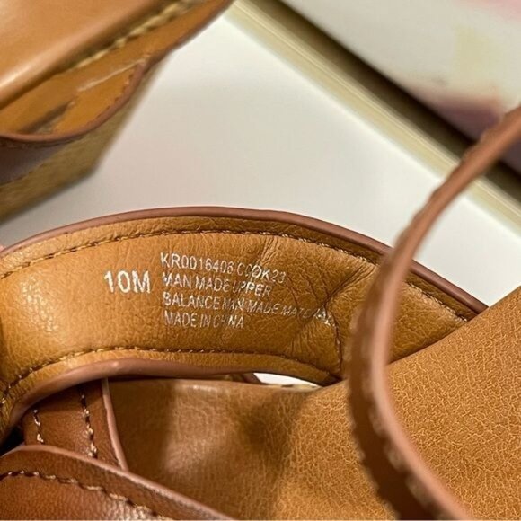 Korks by Kork-Ease Dee Sandals Strappy Wedge Heel Platforms Cognac Brown Size 10 - Picture 6 of 9